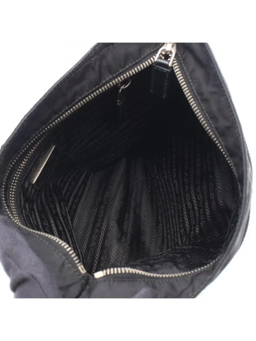 Prada Shoulder Bag Skull Studs Triangle Logo Black Silver Nylon Leather